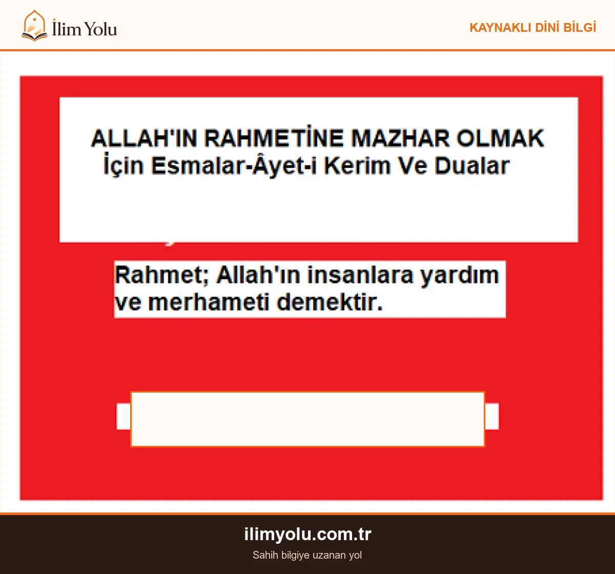 Allah’ın Rahmetine Mazhar olmak için ” Esmalar-Ayet ve Dualar” - Açıklamalı Rehber