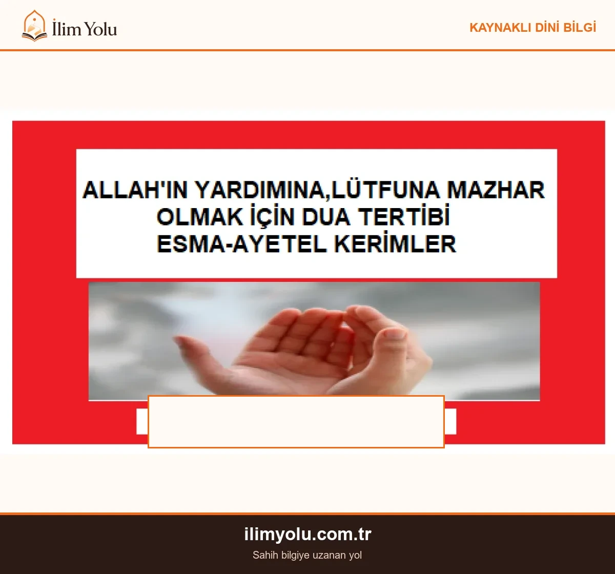 Allah’ın Yardımına-Lütfuna mazhar olmak için Dua Tertibi - Okuma ve Uygulama