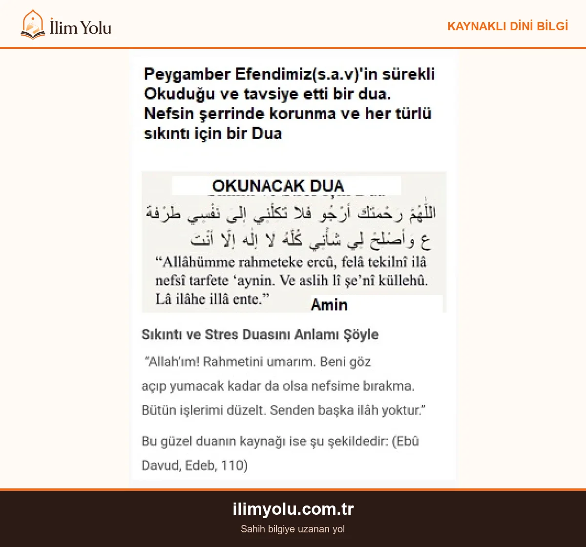 Nefsin şerrinden korunmak ve bütün sıkıntılar için Önemli bir Dua - Okuma ve Uygulama